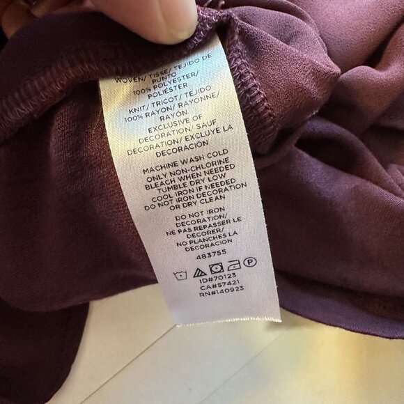 Womens 2X Peasant Top Loft Plus Keyhole Back Plum Blouse 20 22 Long Sleeve - Picture 5 of 5